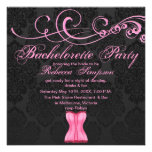 El remolino y el corsé Bachelorette del rosa/del n Invitaciones Personalizada