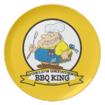 EL REY MÁS GRANDE MEN CARTOON DEL BBQ DE LOS MUNDO PLATO