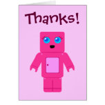 El robot rosado lindo le agradece las tarjetas