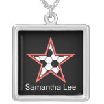el rojo de la estrella de fútbol personaliza añade collar personalizado
