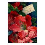 El rojo de la tarjeta del vintage florece saludos 