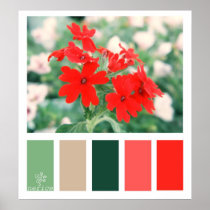 El rojo florece la paleta de colores posters
