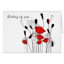 El rojo florece Notecard Felicitaciones