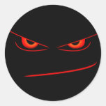 el rojo malvado observa el sello etiquetas redondas