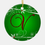 El rojo pone verde el ornamento inicial del navida ornatos
