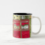 El rojo y el verde tejaron la taza de café tazas