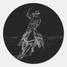 El Roping del vaquero Pegatina Redonda