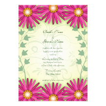 El rosa brillante florece invitaciones florales de comunicados