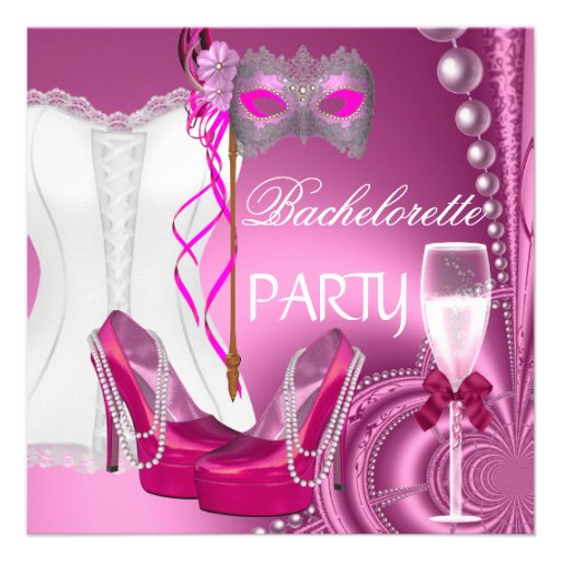 El rosa del corsé del fiesta de Bachelorette calza Comunicado Personalizado