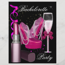 El rosa del lápiz labial del fiesta de Bachelorett Flyer Personalizado