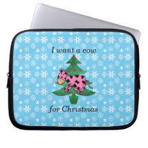 El rosa I quiere una vaca para el navidad Funda Computadora