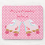 El rosa puntea el cumpleaños Mousepad de Rollerska Alfombrillas De Ratón