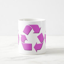 El rosa recicla símbolo tazas de café