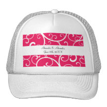 El rosa remolina los favores del boda gorro de camionero