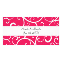 El rosa remolina los favores del boda tarjetas fotográficas personalizadas