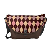 El rosa suave de moda retro de Argyle se ruboriza Bolsa De Mensajería