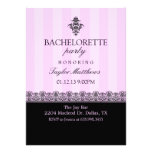 El rosa y el damasco rayado negro Bachelorette inv Invitación