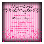 El rosa y el negro Bachelorette elegante floral in Invitacion Personalizada