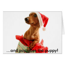 ¡el santa-perro,… y el estallido va el perrito! tarjeton