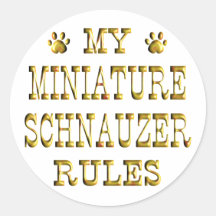 El Schnauzer miniatura gobierna el oro Pegatina Redonda