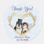 El sello del boda del pingüino le agradece pegatina