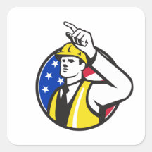 El señalar del ingeniero del trabajador de constru pegatina