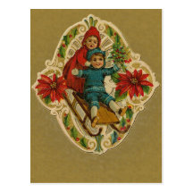 El Sledding y tarjetas del día de fiesta de los Po Tarjeta Postal