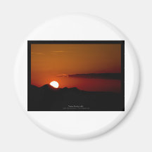 El sol 004 - puesta del sol en las montañas iman de frigorífico