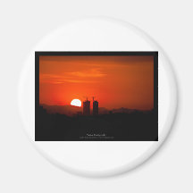 El sol 006 - puesta del sol en la ciudad imán de frigorífico