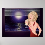 El sorber en el poster del claro de luna lejos -
