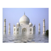 El Taj Mahal con la postal del agua
