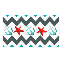 El tema náutico Chevron de la playa ancla estrella Tarjetas Personales