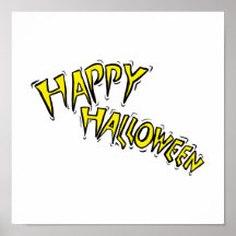 el texto amarillo del feliz Halloween formó arcos Poster
