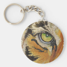 El "tigre teja" la acuarela del mosaico de la cara llavero