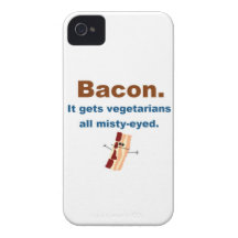 El tocino consigue vegetarianos sentimentales Case-Mate iPhone 4 cárcasa