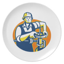 El trabajador del aceite de Pipefitter aprieta la  Platos Para Fiestas