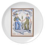 El trabajo paga el poster de América WPA Plato De Cena
