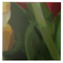 El tulipán florece el mural C1 de la teja