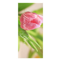 El tulipán rosado le agradece cardar tarjeta publicitaria a todo color