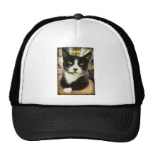 El último espera el jaspe blanco y negro gorro de camionero