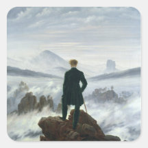 El vagabundo sobre el mar de la niebla, 1818 calcomania cuadradas personalizada