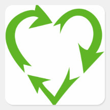 El verde recicla el corazón etiqueta