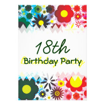 El verde rojo psicodélico 60s florece cumpleaños invitaciones personales 