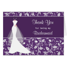 El vestido de boda, damasco en púrpura le agradece tarjetas
