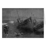 El viejo hombre y el mar en la lluvia tarjeta