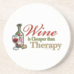 El vino es más barato que terapia posavasos personalizados