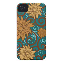 El vintage florece y los remolinos de la turquesa Case-Mate iPhone 4 cobertura