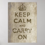 El vintage guarda calma y continúa posters