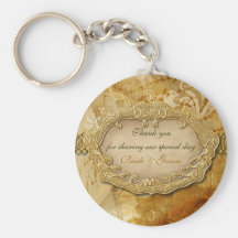 El vintage "le agradece" boda marrón del oro llavero personalizado