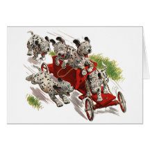 El vintage persigue el humor, coche de bomberos dá tarjetas